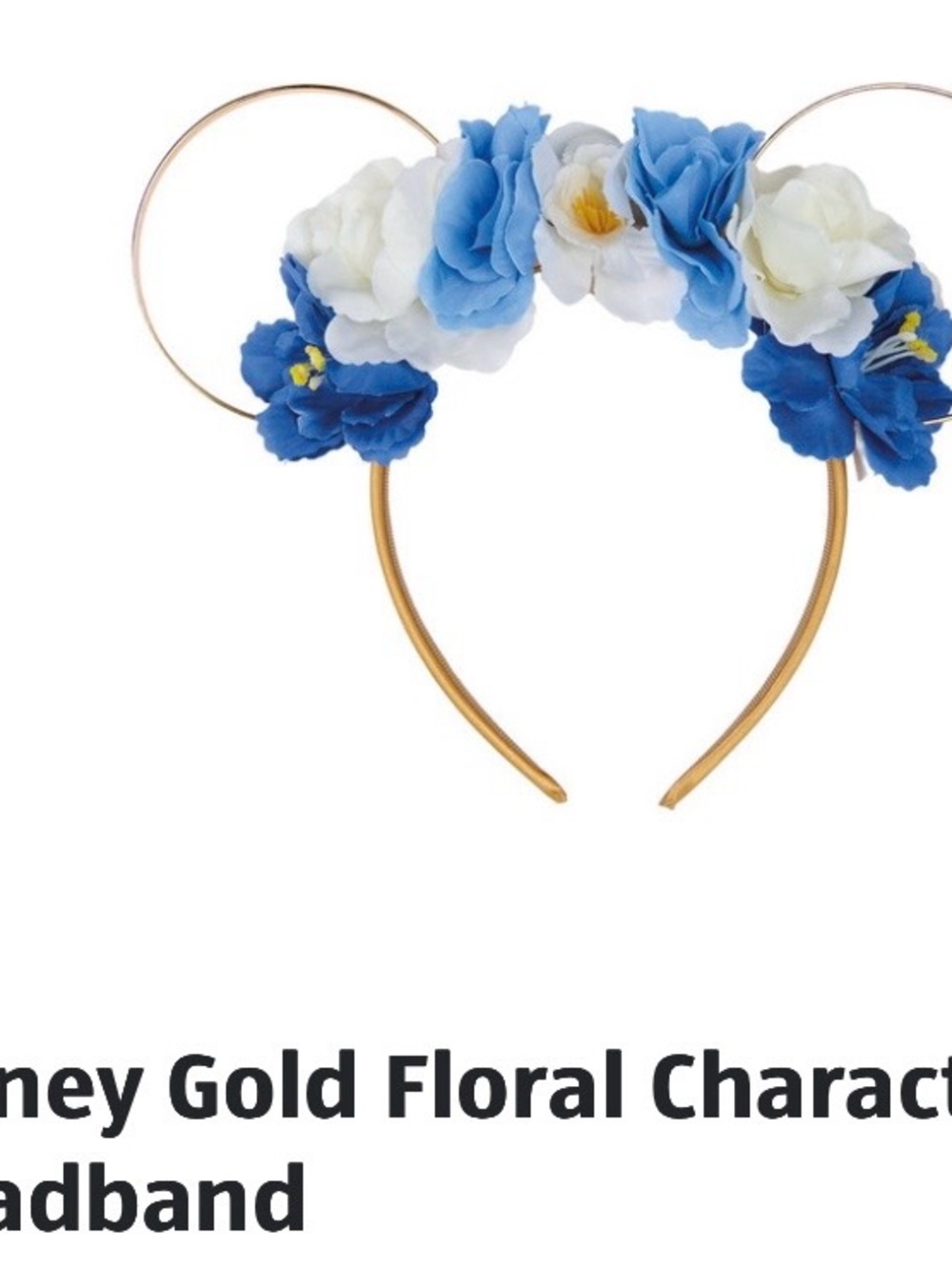 Disney Aldi Mouse Ear Headband with Blue & White Flowers*
